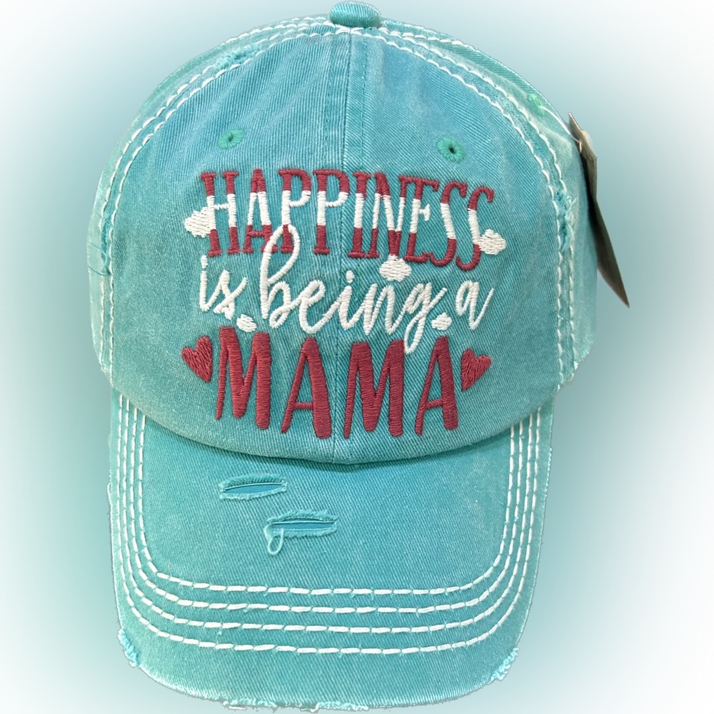 New!! Happiness is being a Mama. Distressed Hat. - Picture 1 of 5
